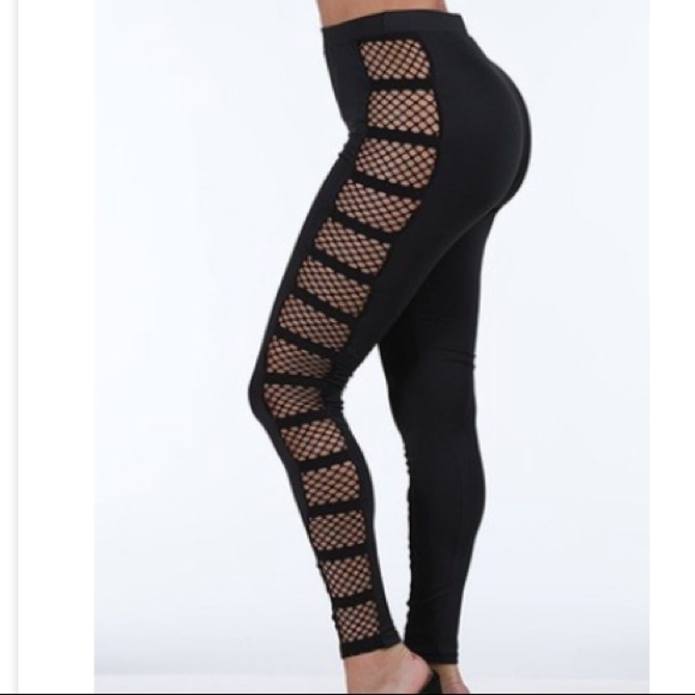 Black Fish Net Stretchy Pants Leggings